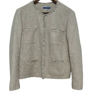 J. McLaughlin Women’s Martha Natural Tweed Jacket in Ivory Size Large